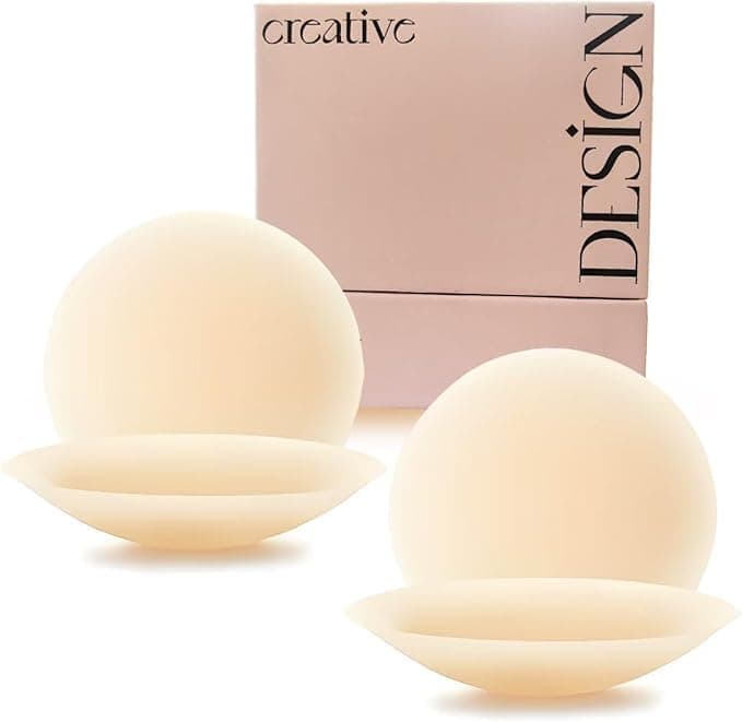 Nipple Cover 2 Pairs-Sticky Adhesive Silicone Nipple Pasties Reusable Pasties for Woman with Travel Box Creme - image 1
