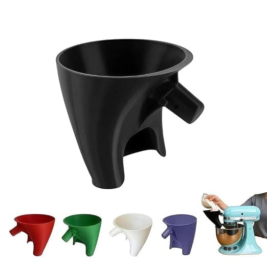 Flour Funnel for Mixer,Plastic Funnel Stand Mixer Attachment for Artisan KSM150 and Bowl Lift, Perfect for Flour, Sugar, and Egg Liquid (Black, for 5QT) - image 1