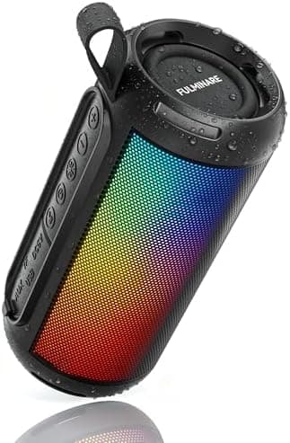 FULMINARE Bluetooth Speaker Wireless TWS Pairing 26W HD Loud Stereo Portable Bluetooth Speakers 6.0 with 16H Playtime, RGB LED Light, IPX5 Waterproof for Home Outdoor Party Gift Black