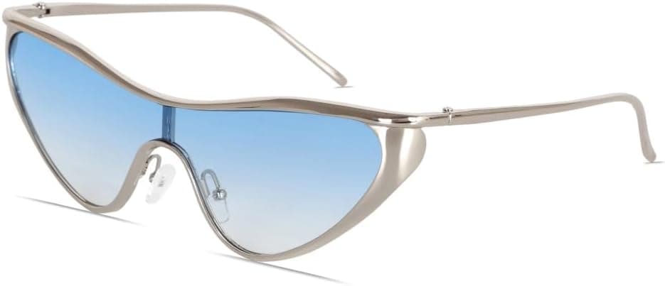 Silver Y2k Sunglasses for Women and Men, Retro Cat Eye Sunnies Novara - image 1