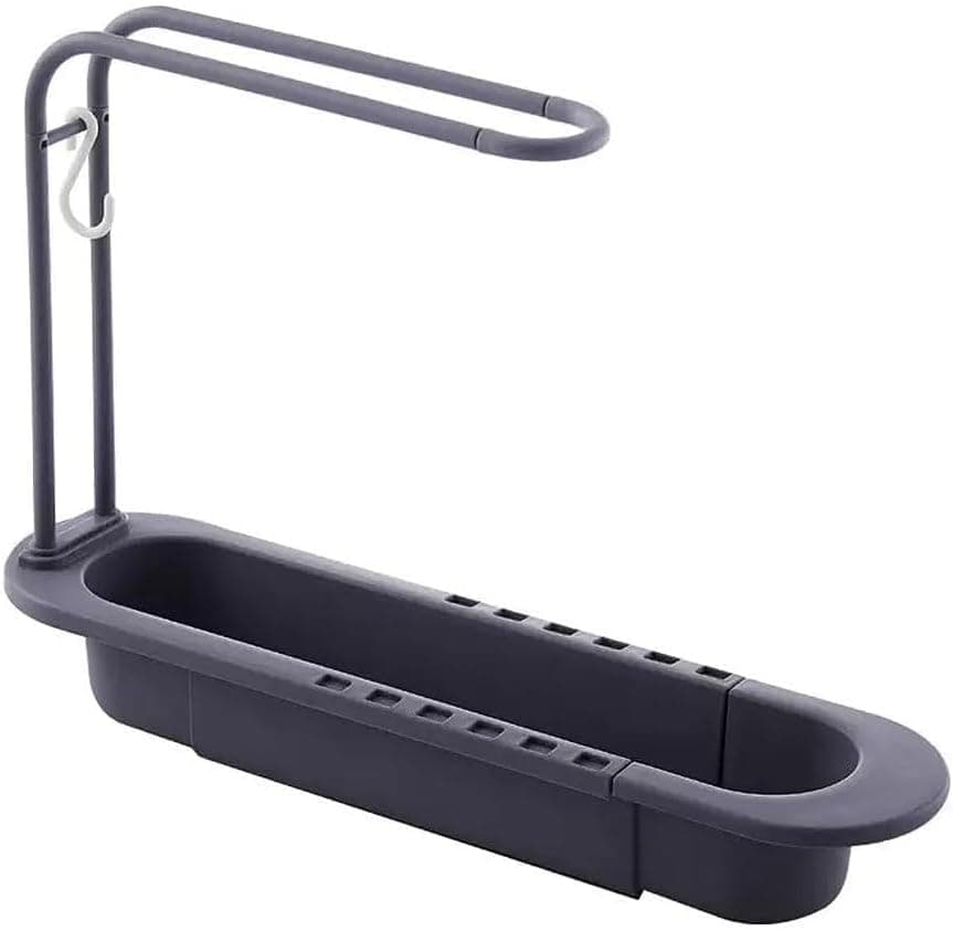 Adjustable Kitchen Sink Caddy with Towel Holder, Drain Strainer with Hook for Hanging, Multipurpose Sponge Holder Dish Drying Rack in Sink, Kitchen Drainer Countertop Organizer & Storage Rack - image 1