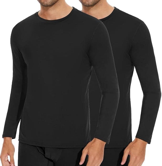 SIMIYA Mens Thermals Long Sleeve Undershirt Warm Fleece Lined Base Layer Thermal Tops Long John Shirts for Men
