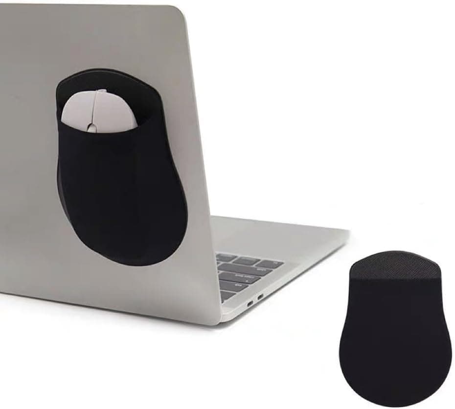 Reusable Adhesive Universal Stick-On Mouse Holder Pocket for Laptop, Computer, and Travel - Wireless Mouse Pouch (Black) - image 1
