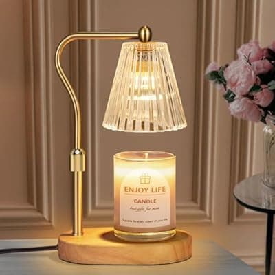 Candle Warmer Lamp with Timer, Dimmer & Adjustable Height – Amber Glass - image 1