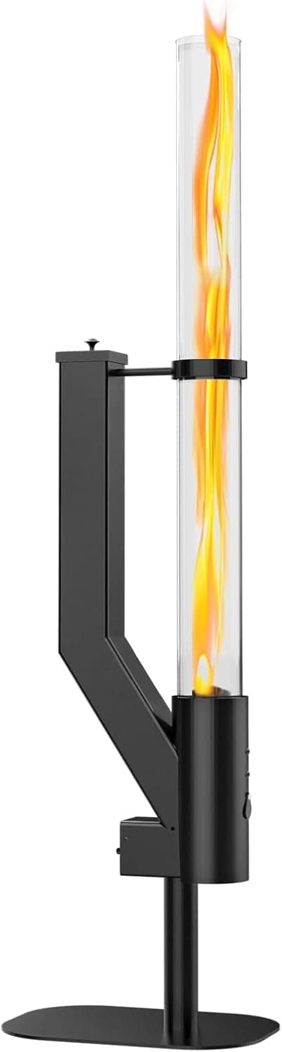 Rayzi 58 Inch Pellet Stove, Outdoor Decorative Wood Pellet Heater Burning Fireplace for Ambiance โ Smokeless Flame for Patio Backyard Bonfire, Camping Party Holiday Garden Picnic