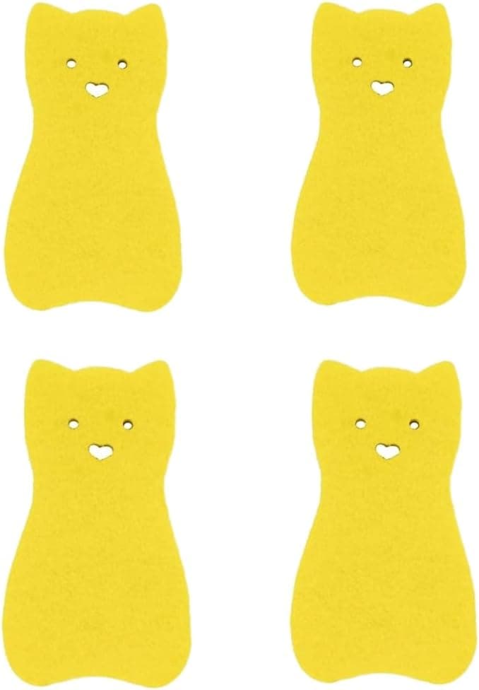 4 Pcs Cat Kitchen Cleaning Sponge Multi Functional Cute Scrub Sponge Non Scratch Dish Sponge for Washing Dishes Kitchen Bathroom (Yellow cat)