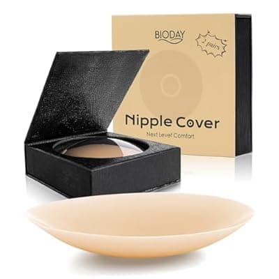 Bioday Seamless Invisible Nipple Covers for Women, 2 Pairs Sticky Pasties