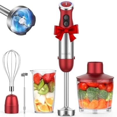KOIOS 5-in-1 Hand Immersion Blender – 1000W, 12-Speed Handheld Set (Red) - image 1