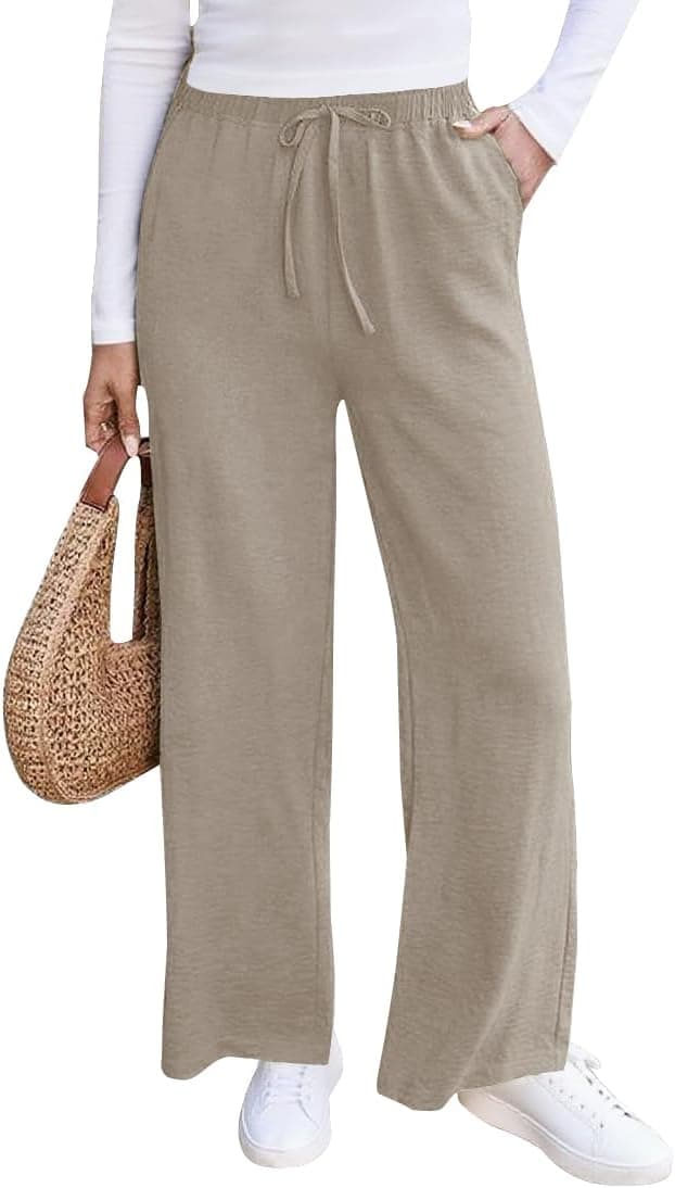 Women Pants Wide Leg High Waist Palazzo Pants Casual Loose Flowy Lounge Pant Boho 2026 Vacation Outfits with Pocket