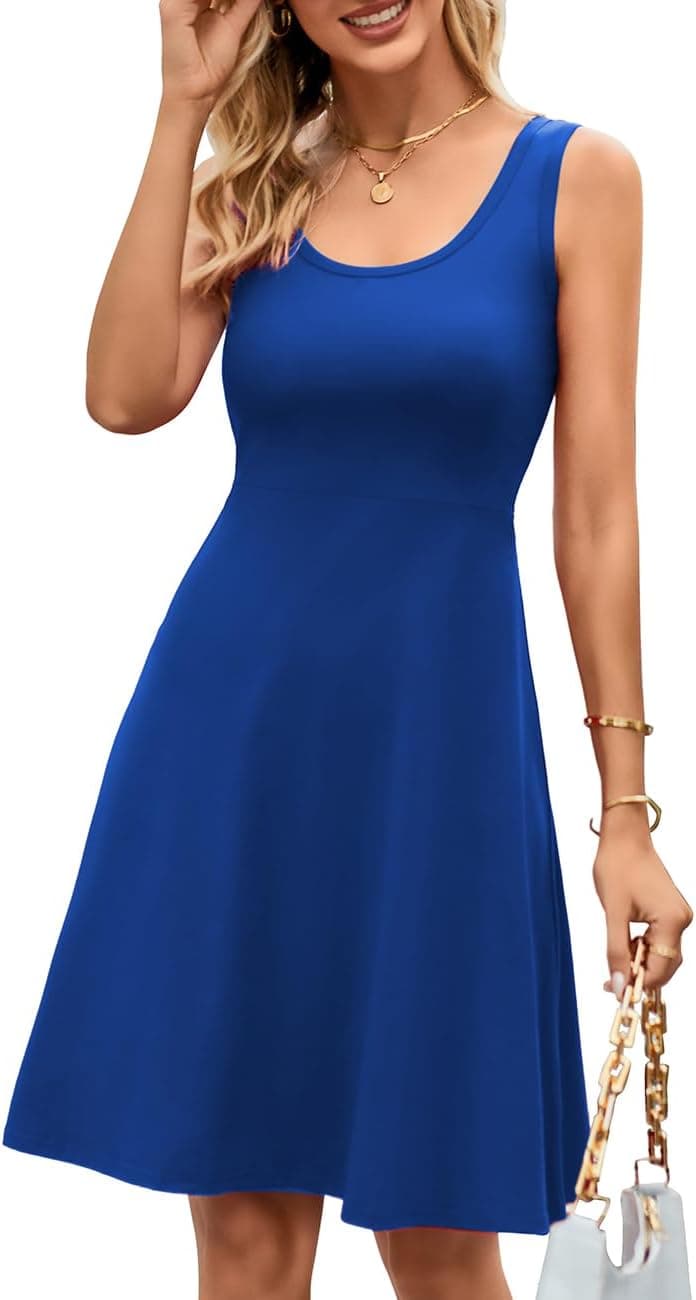 Herou Summer Beach Floral Dresses for Women A line Sleeveless Wide Strap High Waist Midi Tank Dress - image 1