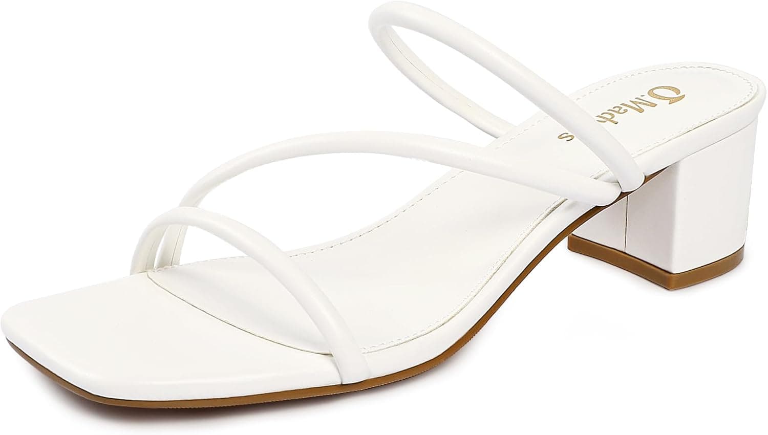 Strappy Heels For Women, Square Toe Low Chunky Block heeled Sandals Slip On Slides Mules for Dressy Casual Summer