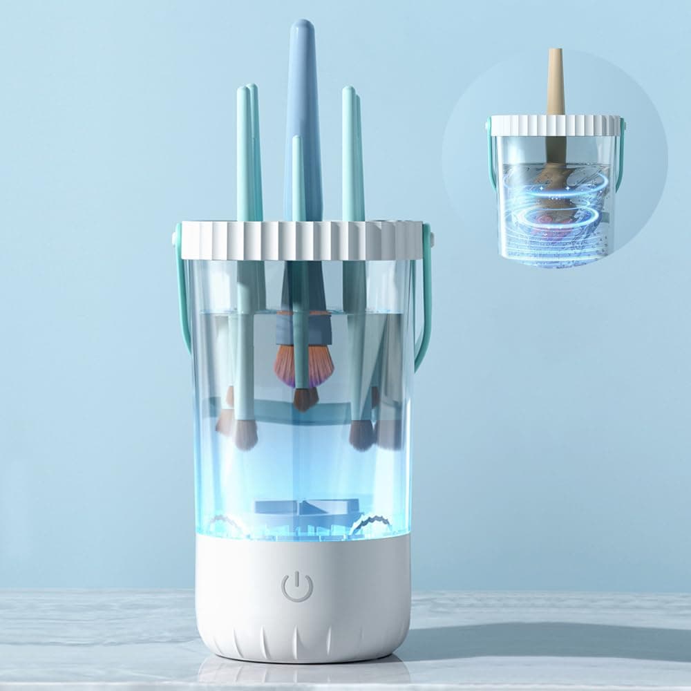 Electric Makeup Brush Cleaner, Automatic Makeup Brush Cleaning Machine with Hanging Drying Function, One Click Start Portable Makeup Brush Cleaners for Deep Cleaning Various Makeup Brushes & Tools