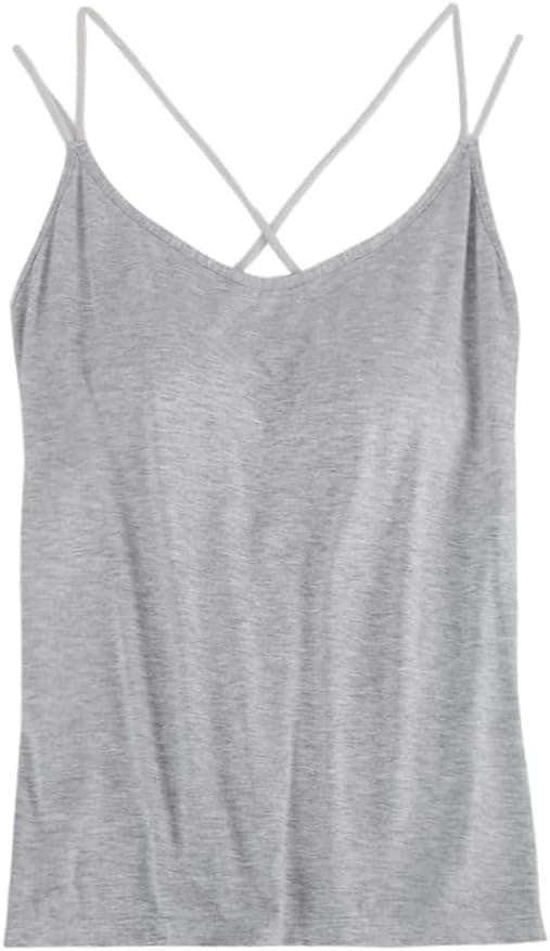 Spaghetti Strap Tank Top with Built in Bra for Women, V-Neck Camis Tops Built Bra Women's Undershirts Padded Camisole Tanks - image 1