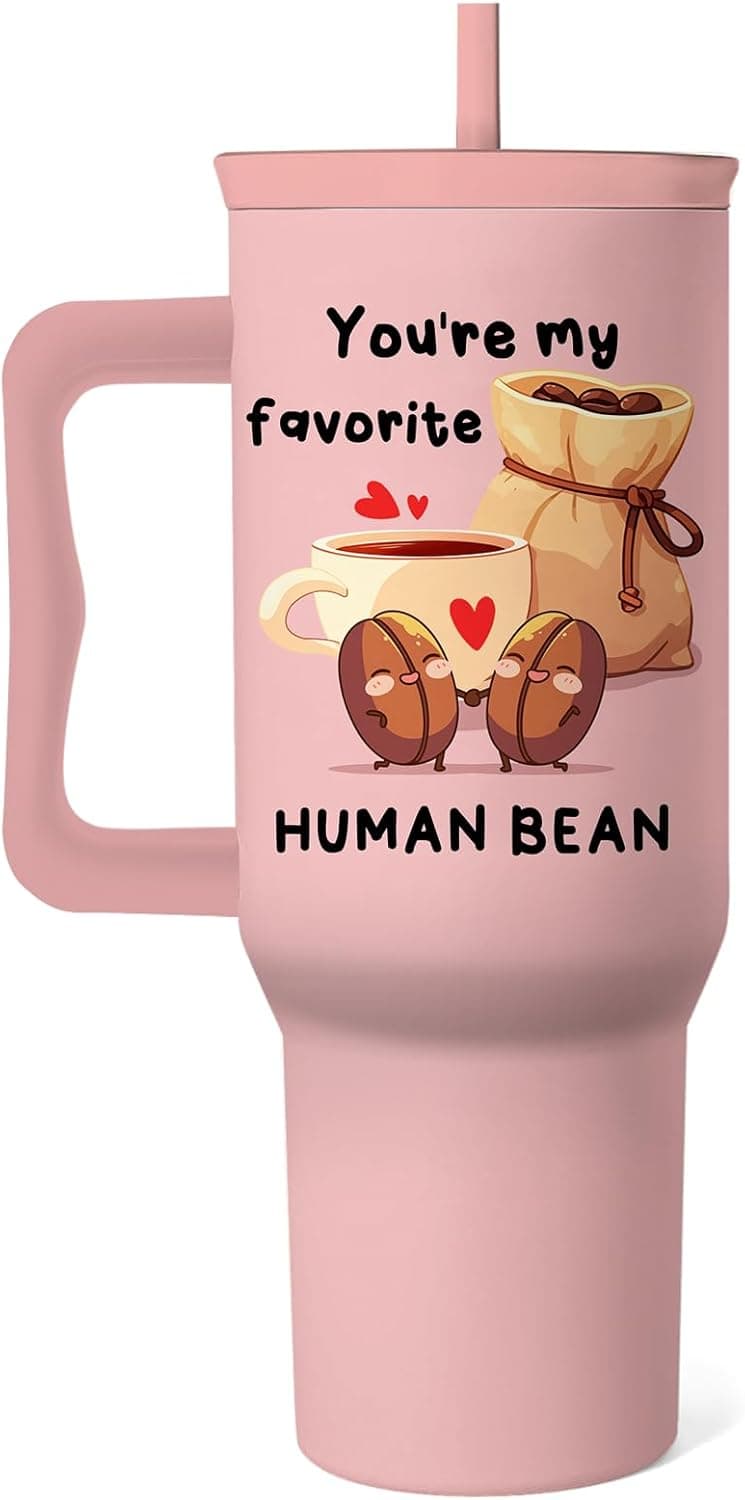 RHONGE Gifts For Anniversary Husband Wife, You're My Favorite Human Bean Tumbler 40 Oz - image 1