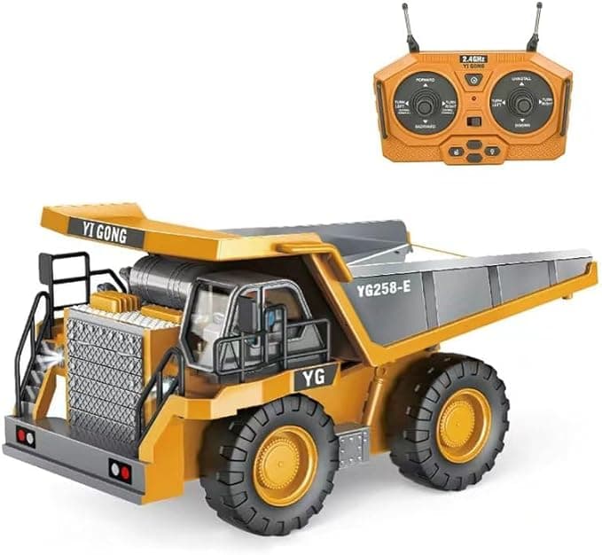 Remote Control Dump Truck RC 1/20 Fully Functional Engineering Vehicle, 9 Channel Dump Truck Toy 2.4Ghz with Lights and Sounds, for Kids Aged 6, 7, 8, 9, 10, 11 and Up - image 1