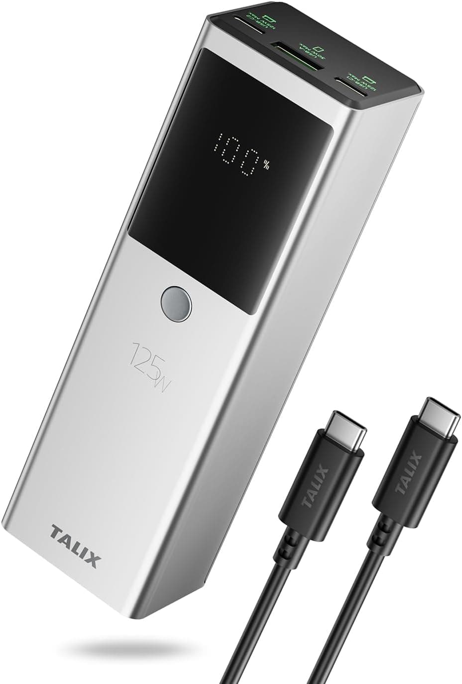 TALIX 125W Power Bank, 12800mAh Portable Laptop Charger with 240W USB-C Cable and 3-Port, PD Fast Charging Battery Pack for Laptop/Lenovo/Dell/MacBook/iPhone 17/Moto/Samsung S26, TSA Approved - image 1