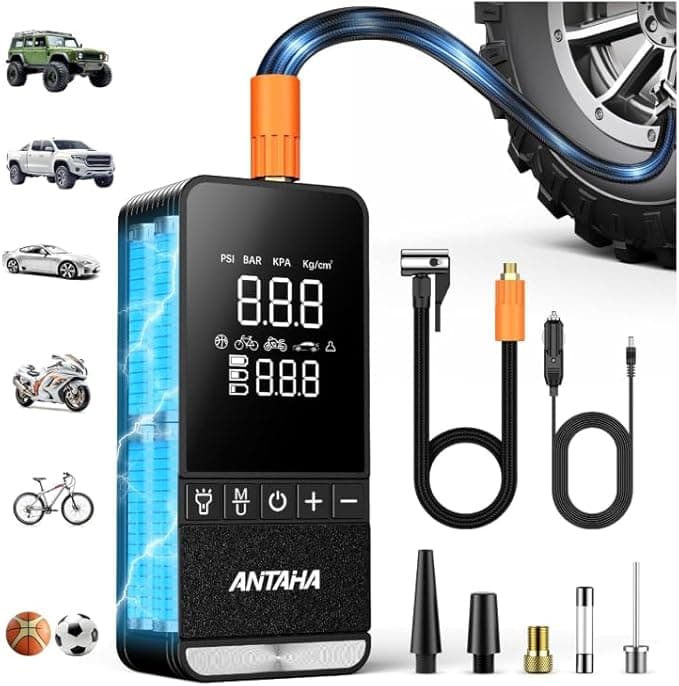 Tire Inflator Portable Air Compressor, 150 PSI Cordless Smart Air Pump for Car Tires, LED Light & Auto Shut-Off, Tires Pump for Car, Motorcycles, Bikes, Balls, Mini Bike Pump & Car Accessories - image 1