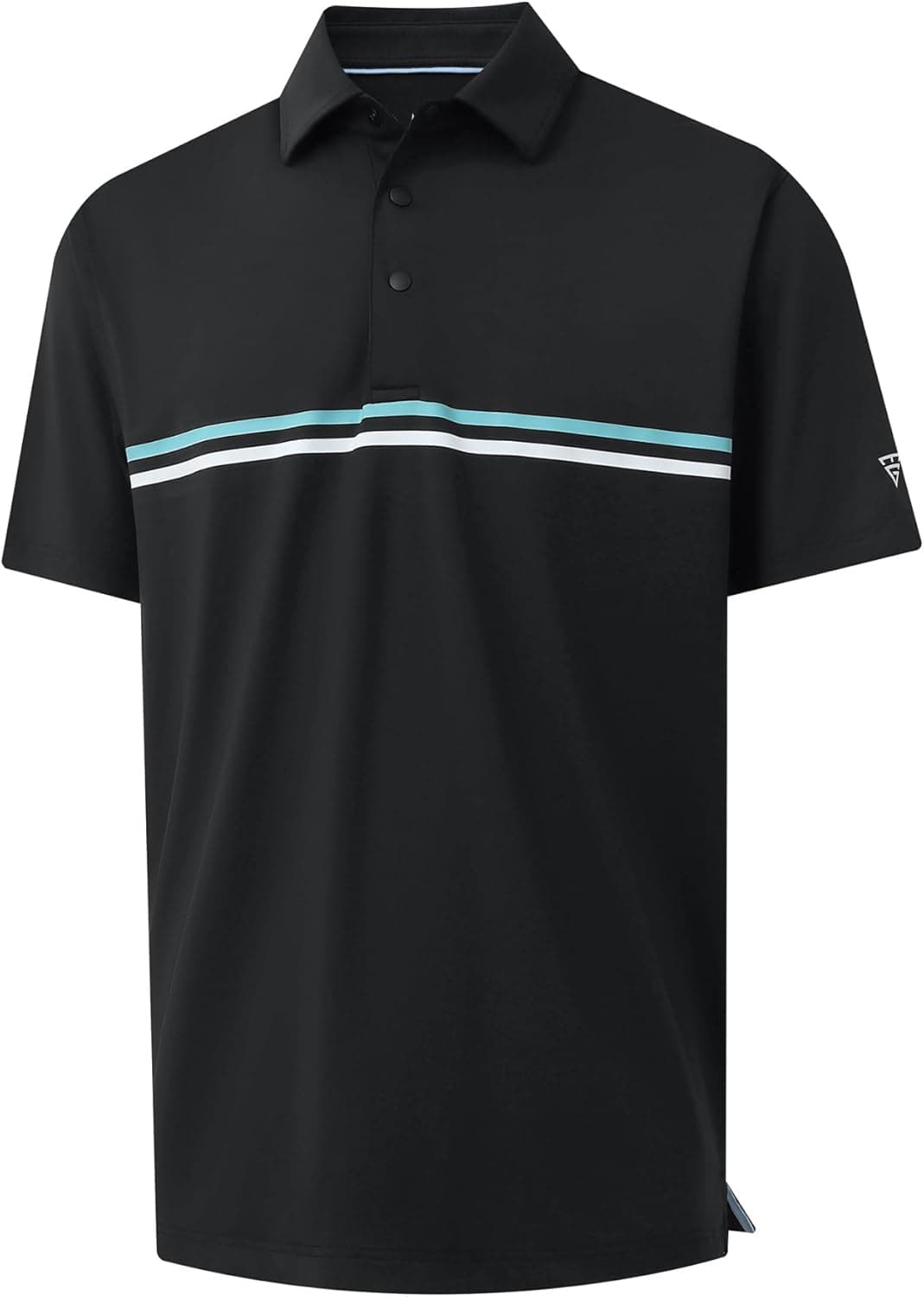 M MAELREG Mens Golf Shirts Short Sleeve Chest Print Stripe Moisture Wicking Dry Fit Casual Collared Mens Polo Shirts - image 1