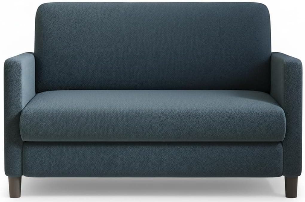 Welzona Loveseat, 51" Small Couch, Comfy Teddy Love Seat for Living Room, Tool-Free Setup Loveseat Sofa for Small Spaces, All-Wood Small Sofa Couch for Bedroom, Blue Grey - image 1