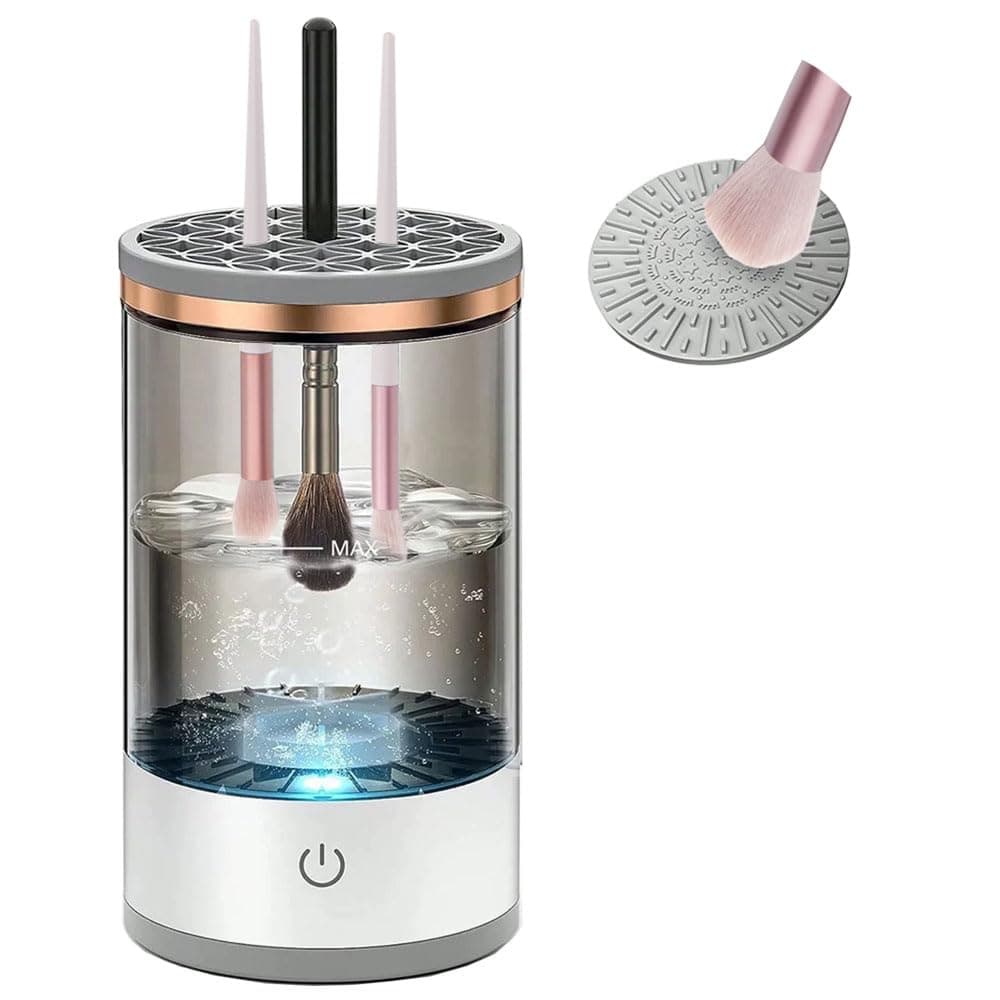 Electric Makeup Brush Cleaner Machine with Makeup Brush Cleaning Mat, Portable Cosmetic Brush Cleaner with Makeup Brush Holder, Automatic Spinning Makeup Brush Cleaner for All Size Makeup Brushes - image 1
