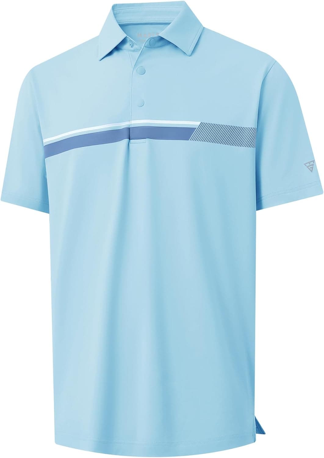 M MAELREG Mens Golf Shirts Short Sleeve Chest Print Stripe Moisture Wicking Dry Fit Casual Collared Mens Polo Shirts - image 1