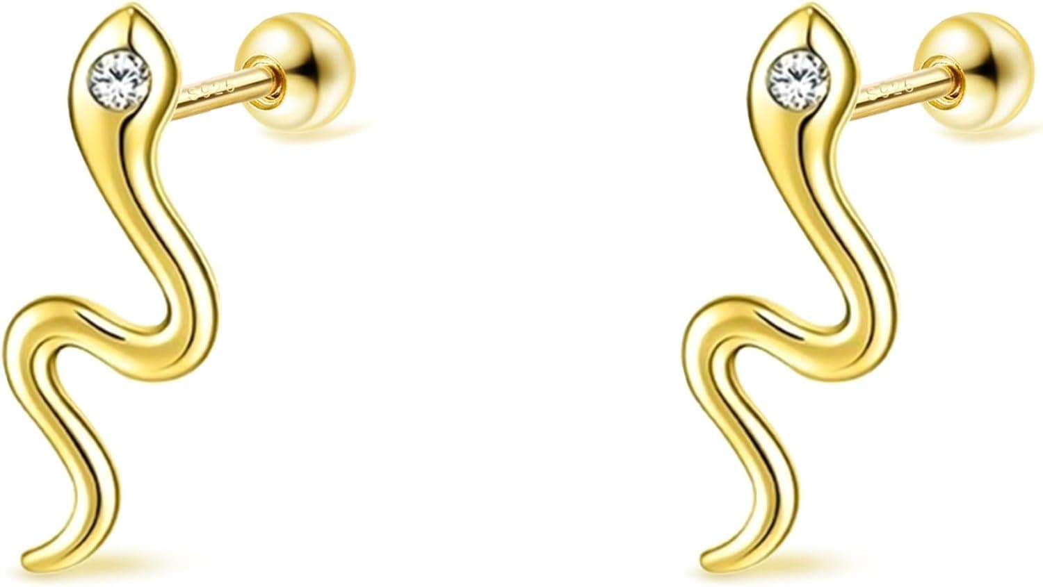 Halloween Gothic Gold Snake Earrings for Women, Hypoallergenic 14K Gold Plated Goth Snake Shaped Clip On Earrings - image 1