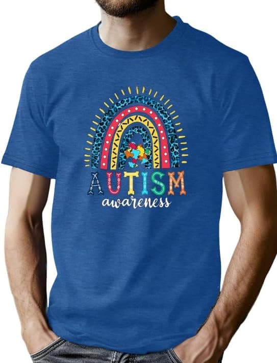 Autism Awareness Shirt Men Autism T Shirt Autism Support Acceptance Shirt Puzzle Graphic Tee Tops