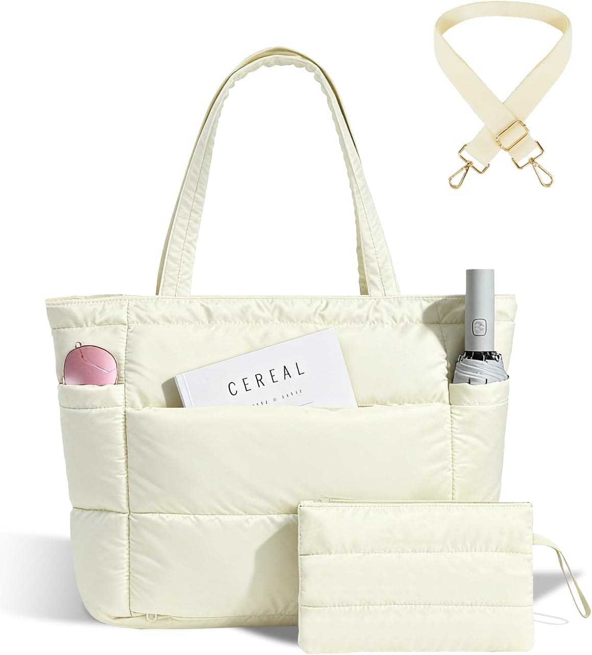 Puffer Tote Bag for Women, Lightweight Quilted Purse, Nurse Bags for Work Teacher Appreciation Gifts Travel & Gym
