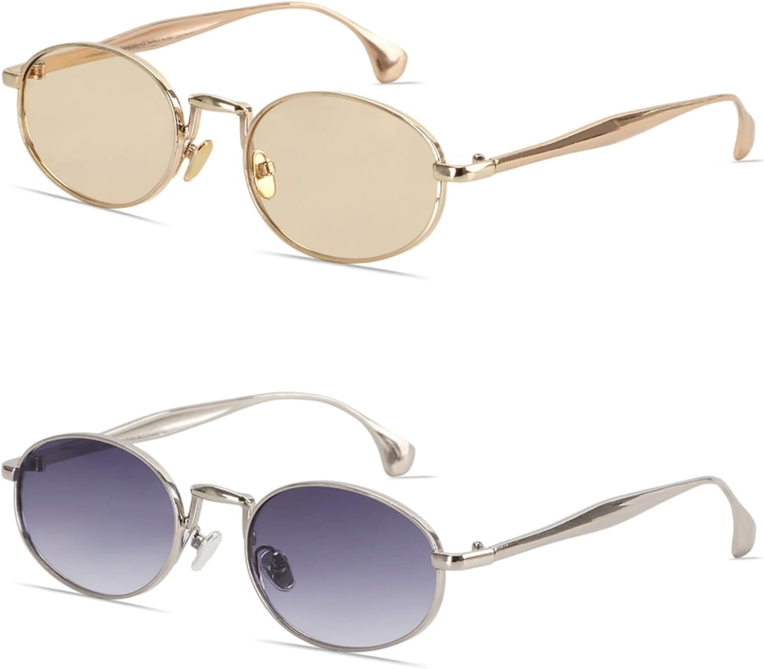 Y2k Sunglasses for Women and Men, Retro Oval Sunnies Rise in Gold - image 1