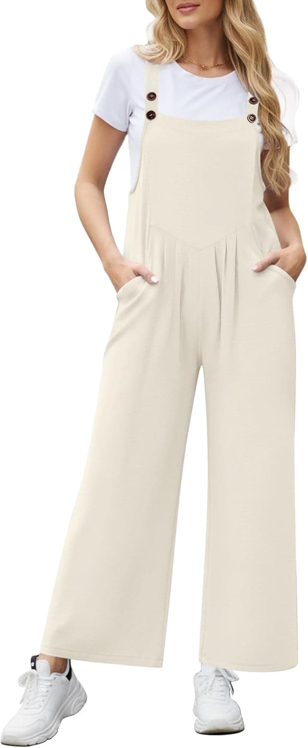 Overalls for Women Casual Summer One Piece Jumpsuits Loose Fit Wide Leg Bib Spring Fall Travel Comfy with Pockets