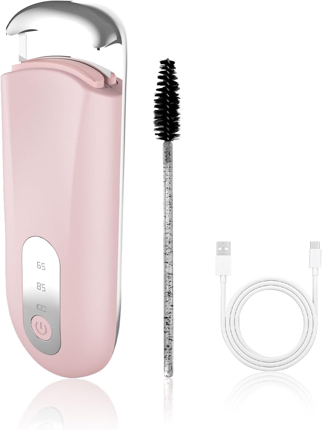 Heated Eyelash Curler for Natural Lashes 2 Level Adjustable Temperature Mini Electric Lash Curler Fast 3 Second Heat Up 24 Hours Long Lasting Curl (PinkBlack)