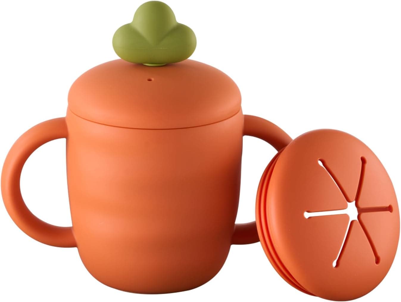 2-in-1 Silicone Toddler Straw Cup with Snack Lid, BPA-Free Training Cup for Babies and Toddlers