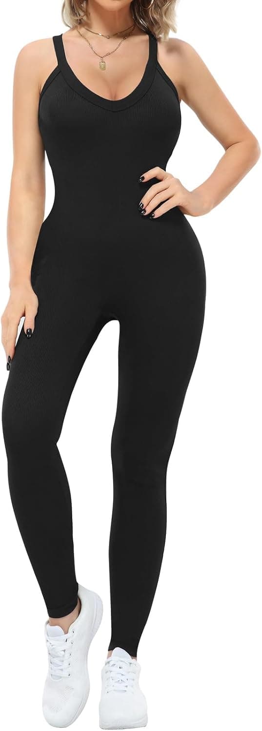VUTRU Women Jumpsuits Sexy V Neck Tank One Piece Bodysuit Shapewear Romper Workout Casual Holiday Wear