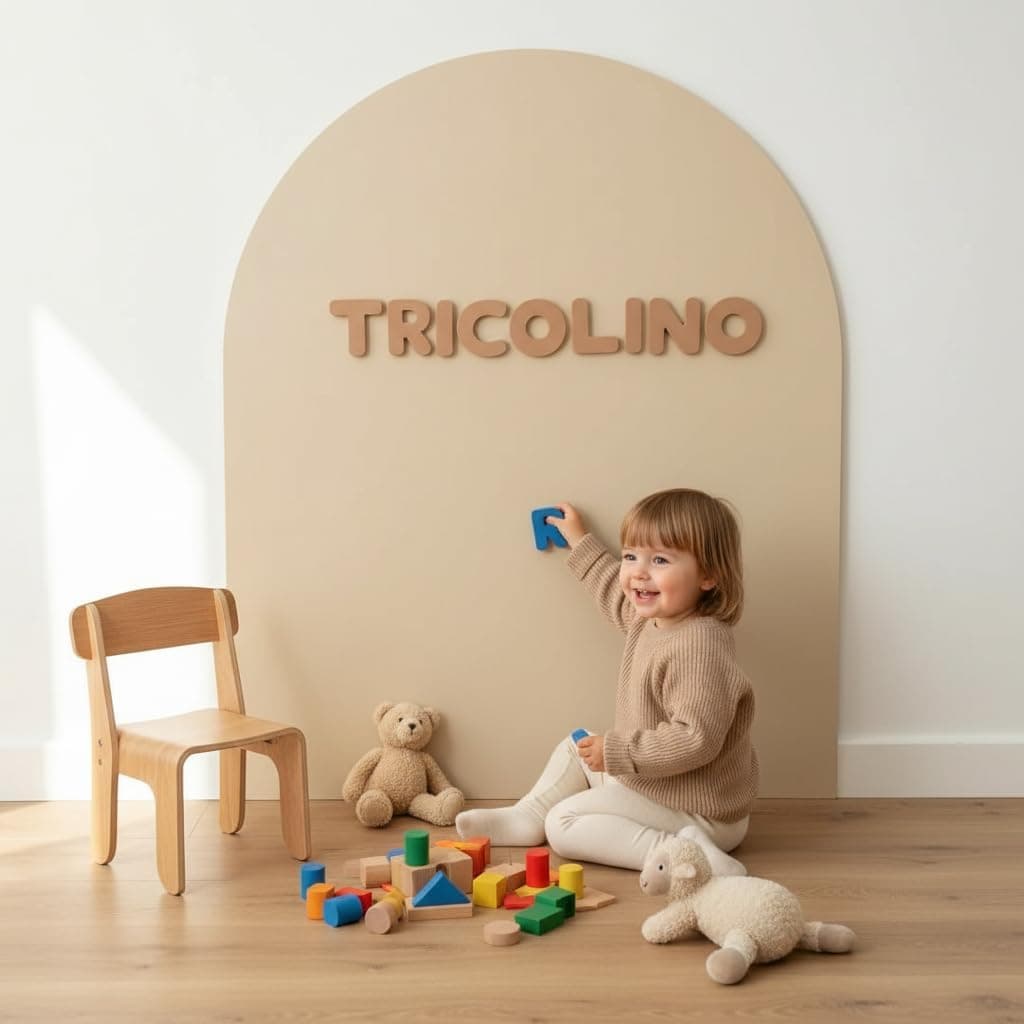 Upgraded | TRICOLINO Magnetic Arch Wall Decal | Beige | Premium Large size 32"×40" | Dual-Surface Dry Erase Playroom Board | Renter-Friendly Peel & Stick, No Damage | Kit Includes Chalk, Tray & Eraser