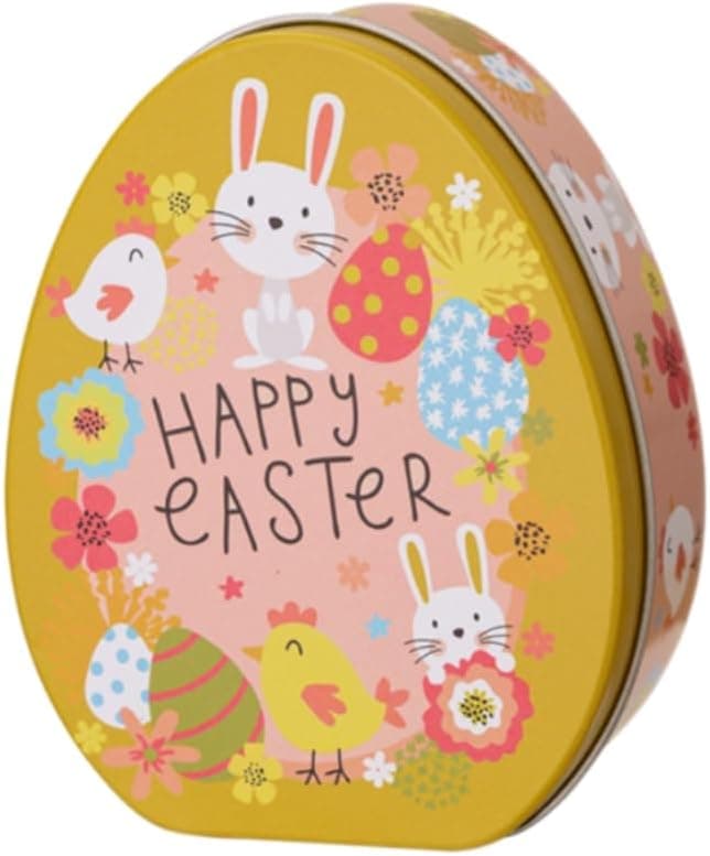 Easter Bunny Candy Metal Tin Box Cookie Storage Jar Easter Gift Box Decor for Easter Decoration Holiday Party Supplies - image 1