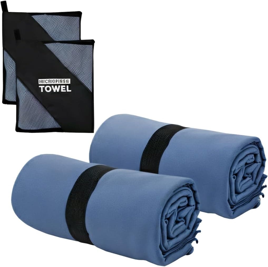 Microfiber Camping Towel for Face Quick Dry Lightweight Small Travel Body Beach Swimming Cycling Fishing Hiking Backpacking Towels(Navy Blue, 2 Pack S)