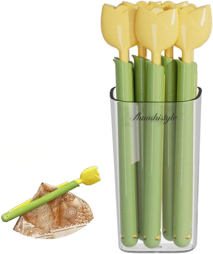 Bag Sealing Clips for Food Package, Set of 5 Food Clips with Flower Shape for Food Packages with Magnetic Storage Box, Magnetic Attachable, Keep Food Fresh & Organized, Seal Snack Bags