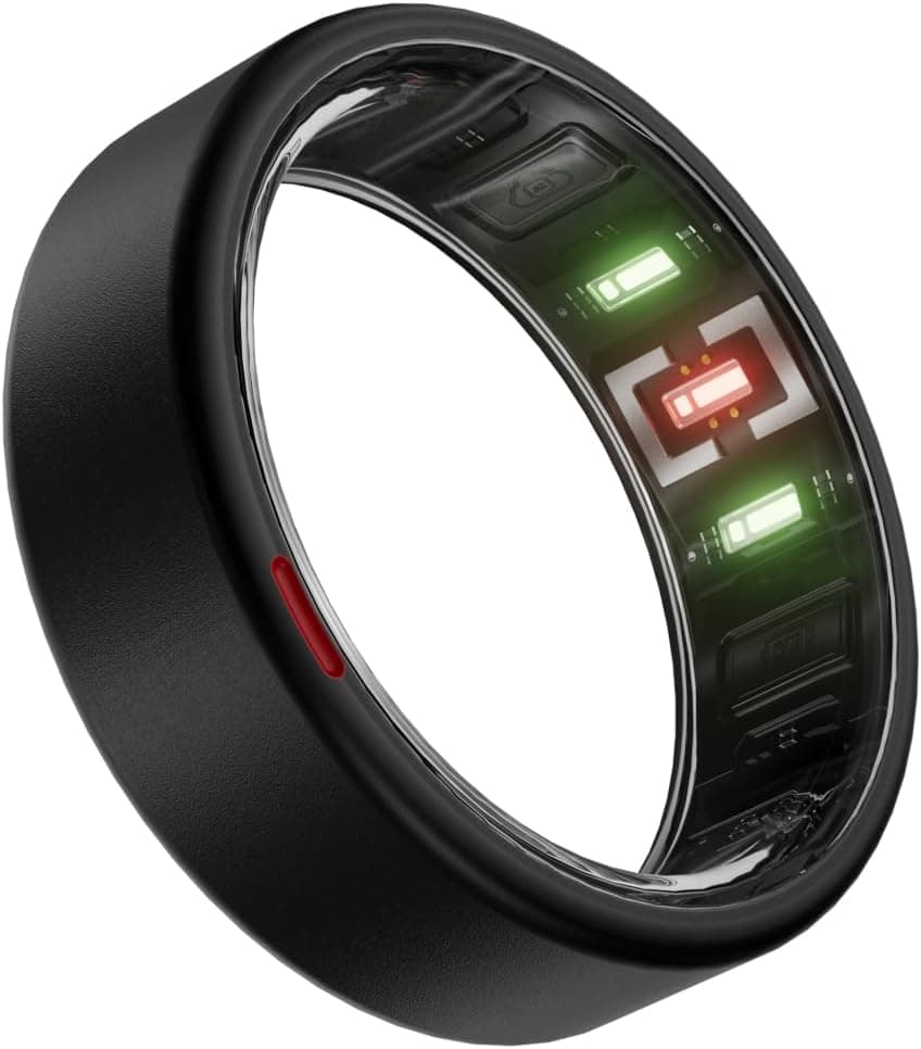POBOVi Gen 2 Titanium Smart Ring for Women & Men, Sleep & Heart Rate Tracker, No Subscription, Size Before You Buy (Black, 7) - image 1