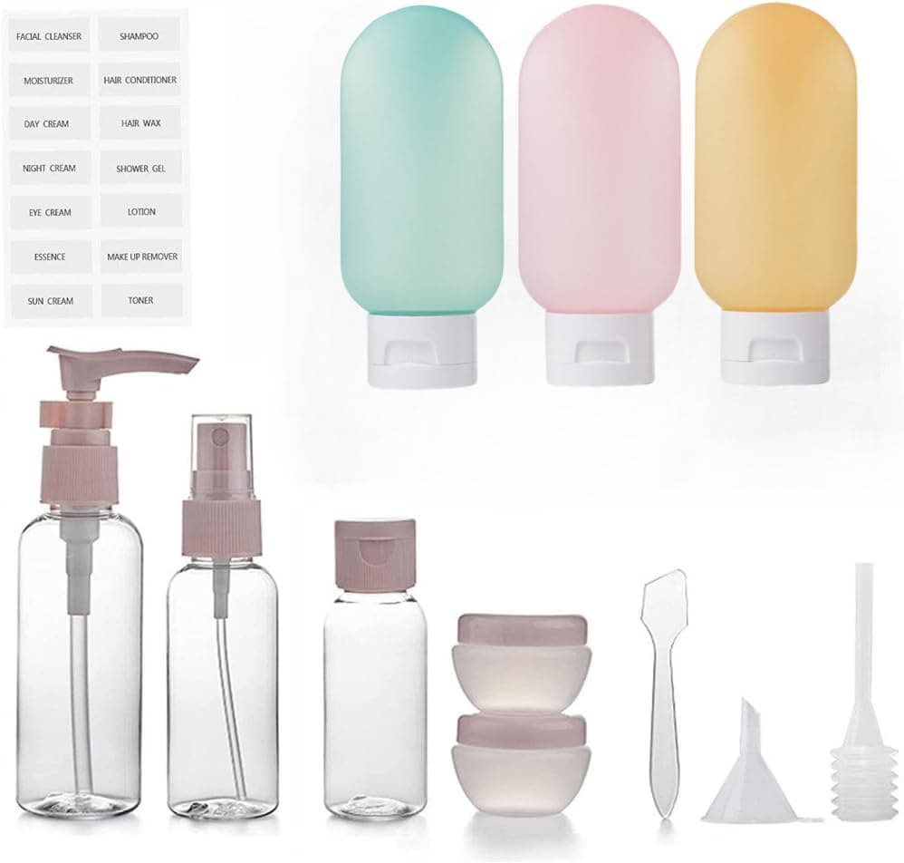 12pack Travel Bottles for Toiletries, TSA Approved Travel Size Toiletries Containers, Travel Bottles Set with Labels Leakproof Squeezable Refillable Airplane Travel Accessories - image 1