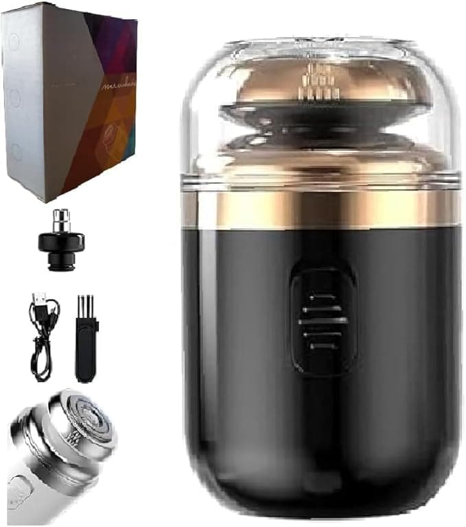 Mini Electric Travel Shaver for MenRechargeable Rotary Shaver WashablePocket Size Shaving Razor PortableClose Shave Beard Trimmer Wet & DryRotary Electrical Shave (Black)