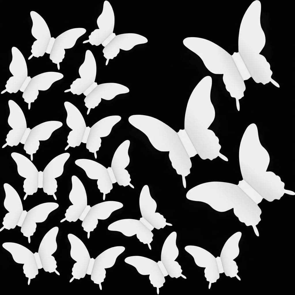 100Pcs White Butterfly Decor Set - 3D Paper Butterflies for Bedroom, Nursery & Crafts - Removable Wall Decals with a Durable Adhesive Base and Lightweight Design - image 1
