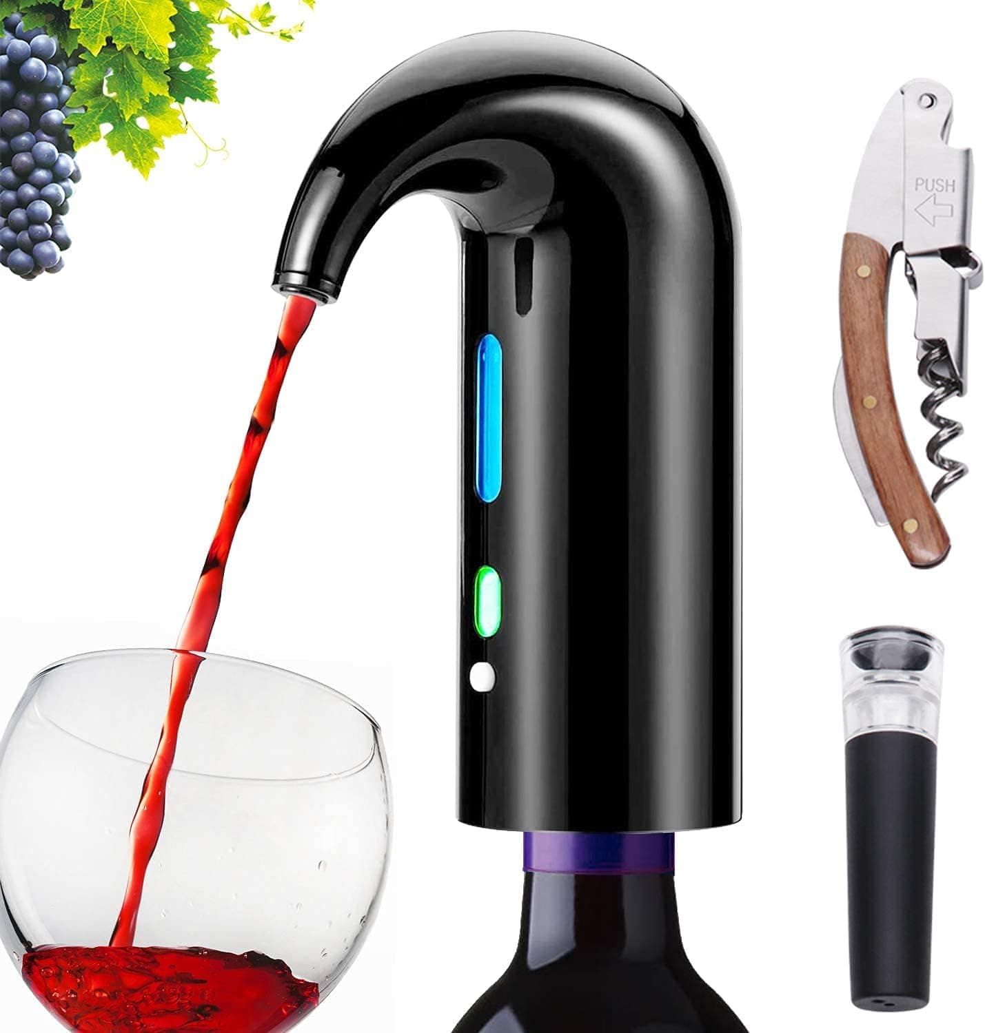 Electric Wine Aerator & Automatic Wine Dispenser, USB Rechargeable One-Touch Wine Decanter Pourer, Fast Aeration Wine Accessories Gift for Men & Women