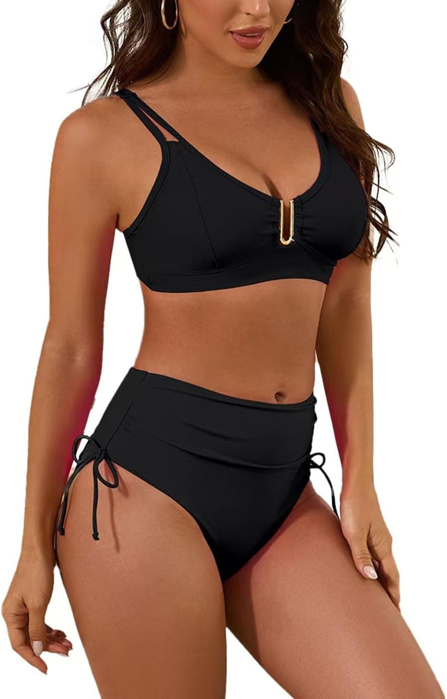 2 Piece Bikini Set U-Wire Curvy Modest Swimsuit for Women High Waisted Tummy Control 2026 Beach Swim Bathing Suits - image 1
