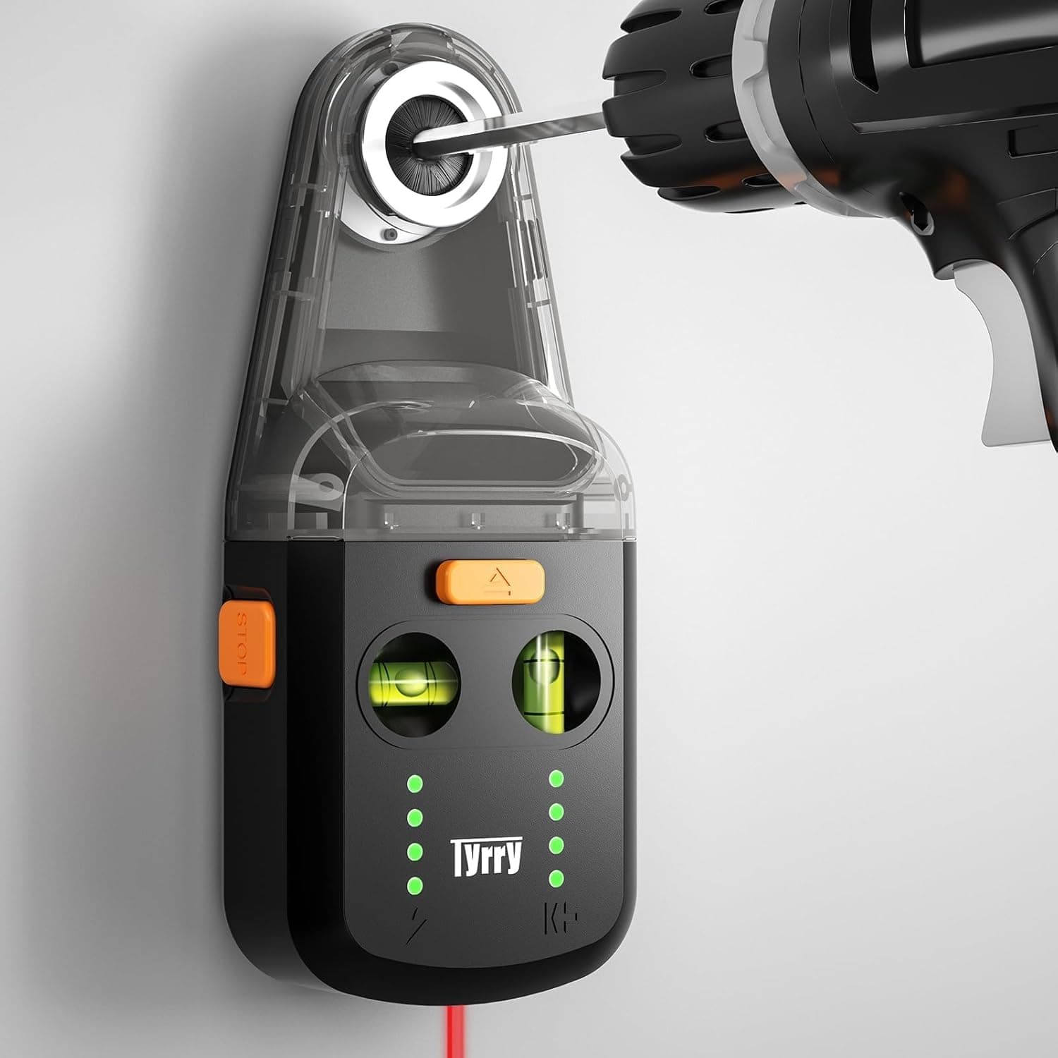 4-in-1 Laser Level with Line Laser, Drill Dust Collector, Wall Bracket, Electronic Vacuum Suction Cup, 1800 mAh Battery, Leveler Tool Perfect for Picture Hanging, Painting, Home Renovations