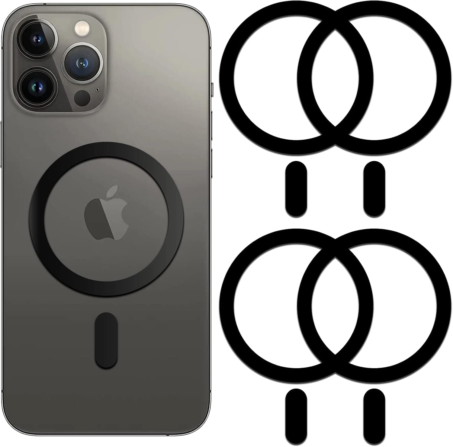 Metal Ring Compatible with MagSafe Sticker Designed for iPhone 12~17, Circle Magnetic Magnet Adapter Rings for Phone Case (Black) - image 1