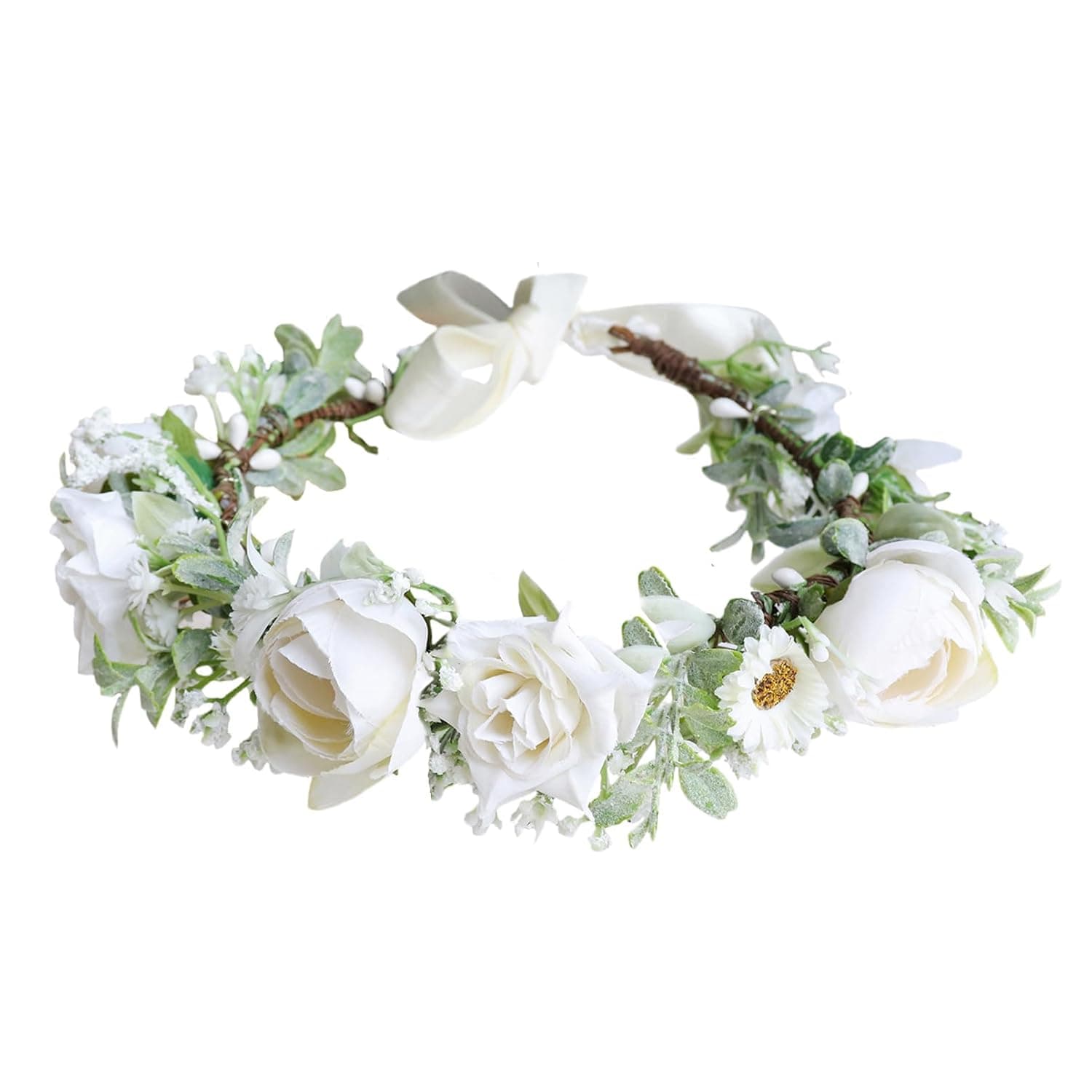 Wedding Floral Crown Flower Garland Headband Headpiece Halo White