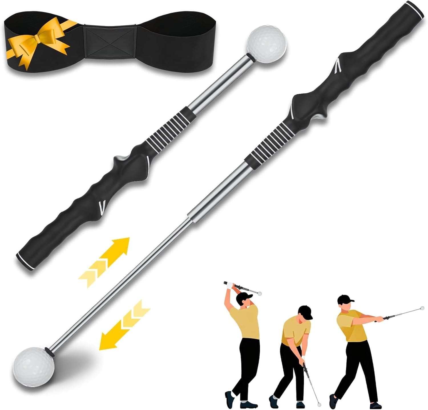OCES Retractable Golf Swing Trainer Pro-Level, Portable Golf Training Aid with Click Stick for Right & Left-Handed Golf Grip Trainer – Ideal for Beginners Practice & Pre-Round Warm-Up - image 1