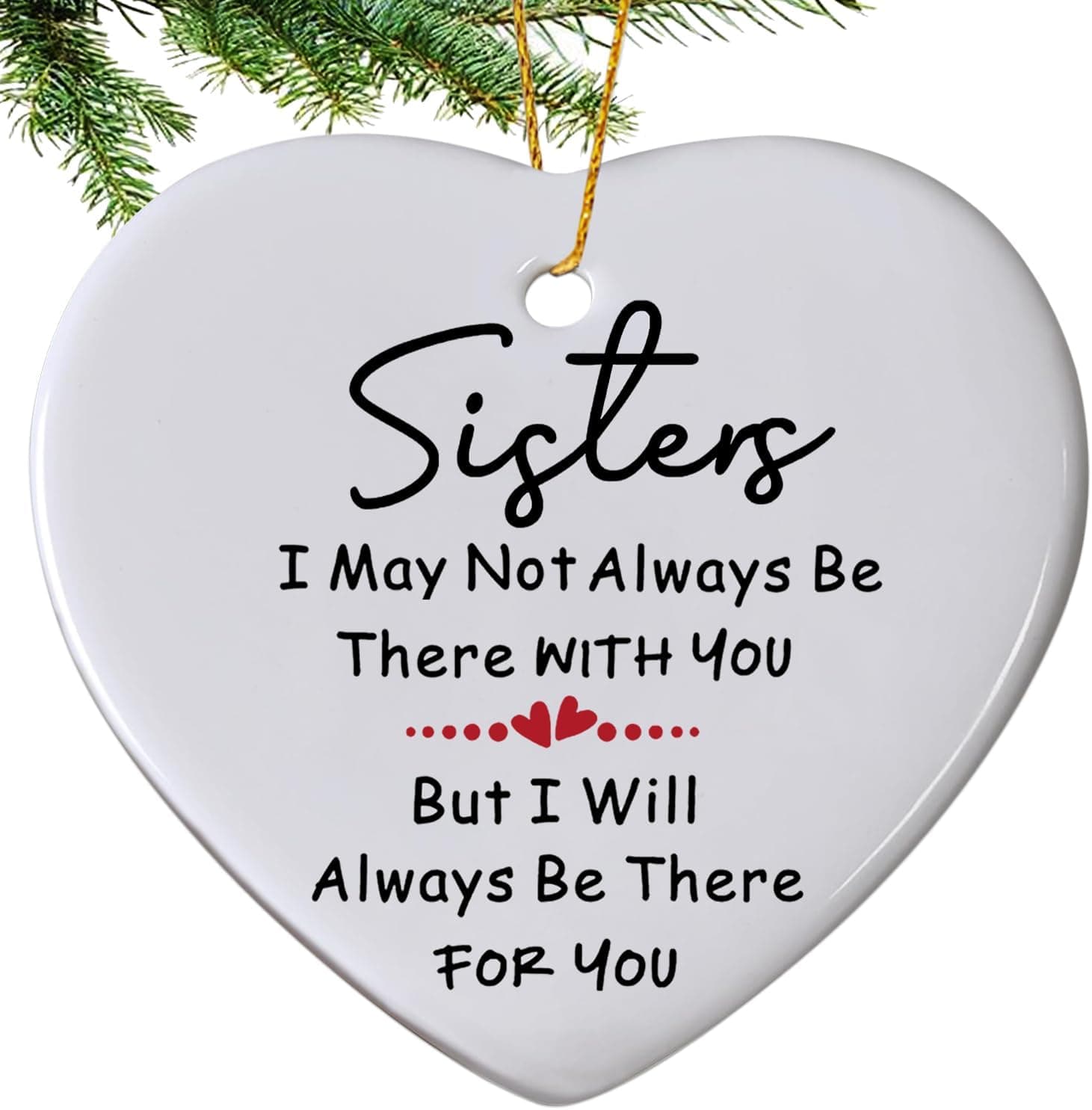 Sister Christmas Ornament 2026, Sisters Gifts for Xmas, White Personalized Sister Ornaments for Christmas Tree - Friend Ornaments for Women,Xmas Presents for Sisters