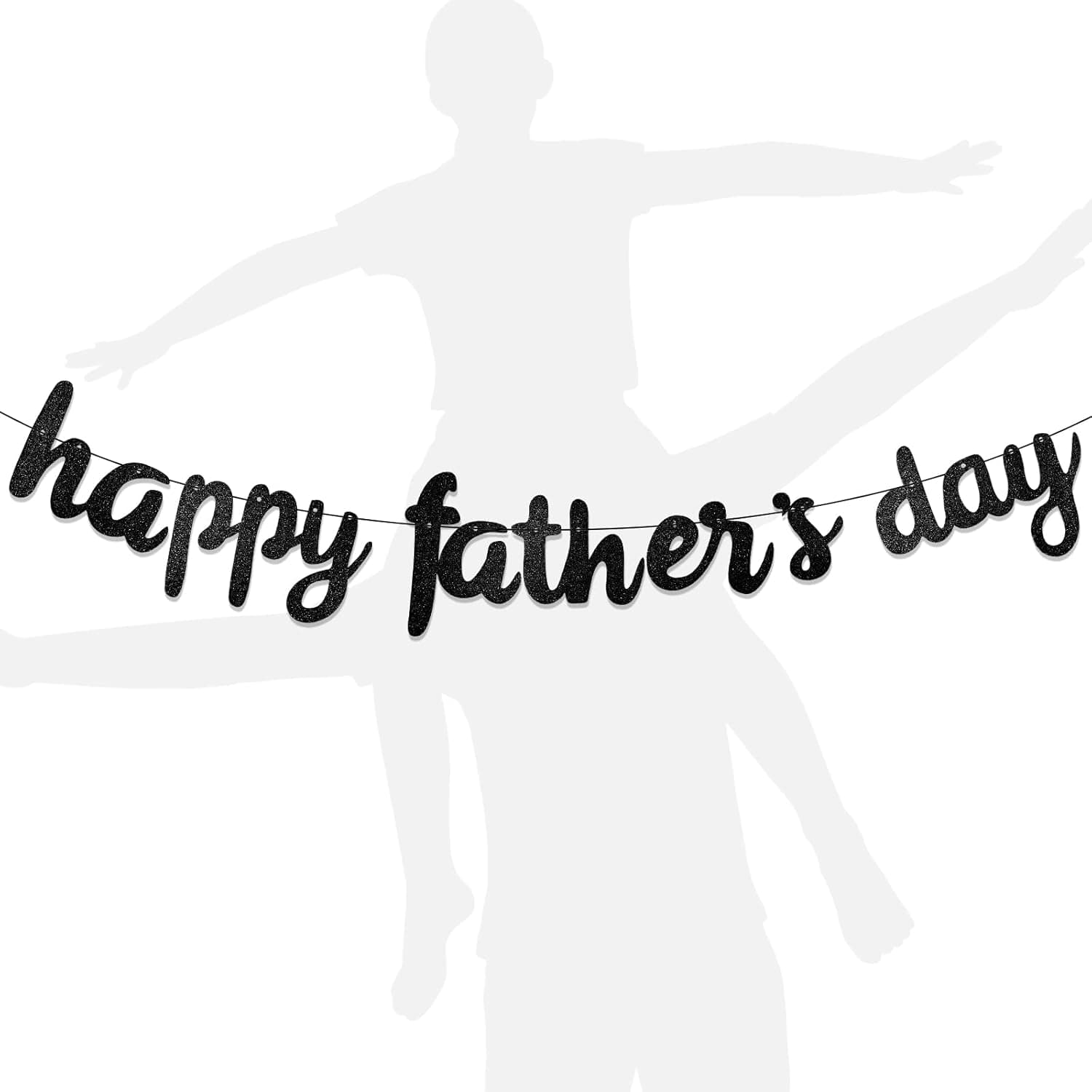 Happy Fathers Day Banner Father Day Decorations Fathers Day Garland Sign DIY Glitter Dad Day Party Banner Party Decorations Backdrop Dad Day Outdoor Indoor Home Black