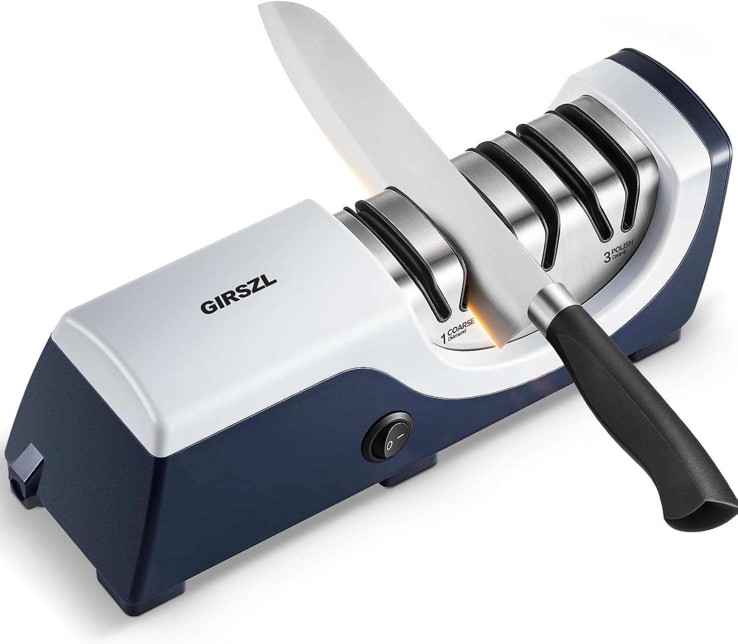 Kitchen Professional Electric Knife Sharpener: 3-Stage 100% Diamond Knife Sharpeners - 15° Precision Electric Sharpening Tool to Restore & Polish Chef Knives | Ideal Gift for Chefs & Dads